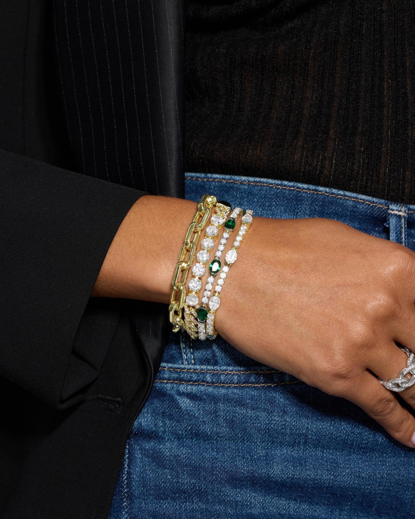 The Maven Tennis Bracelet 3mm - Gold|Emerald