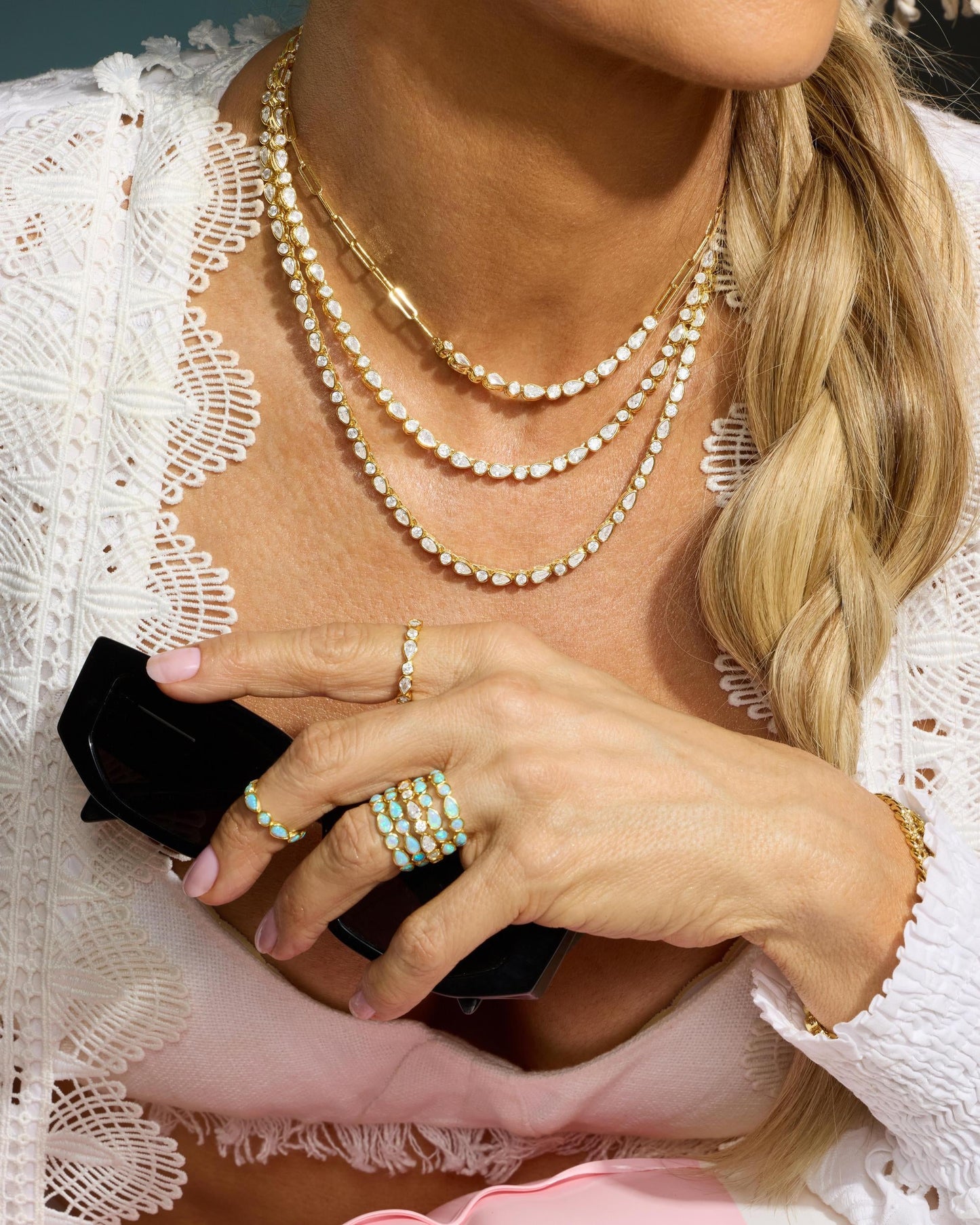 Isla Tennis Necklace - Silver|White Diamondettes