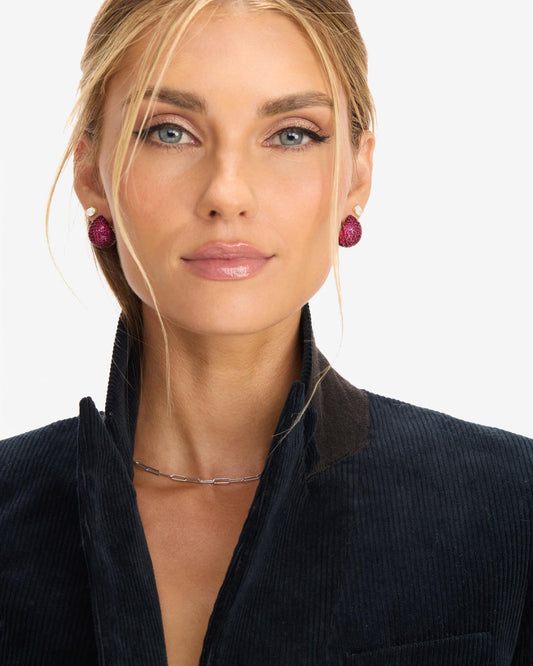 Norah Pavé Earrings - Gold|Ruby