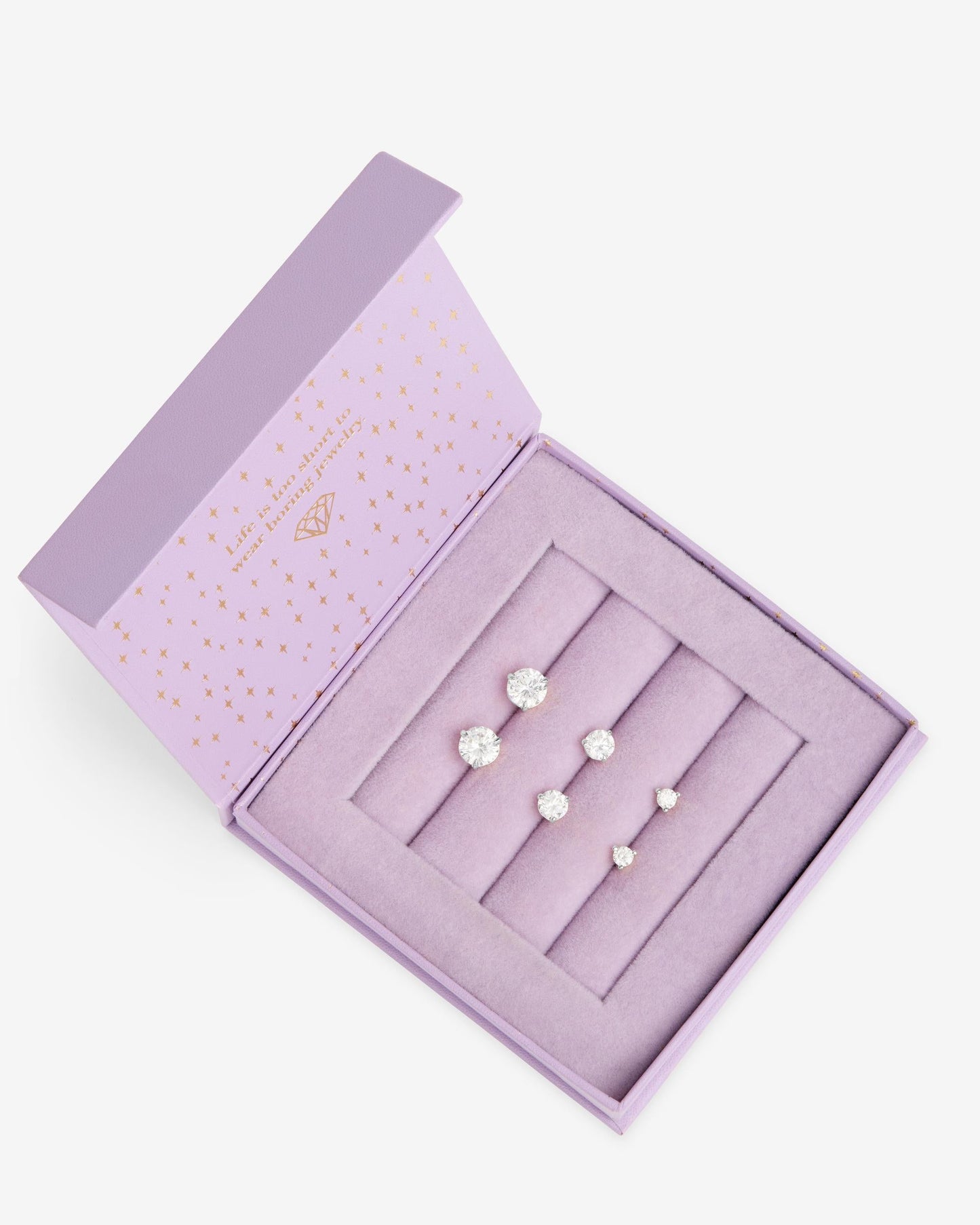 Not Your Basic Stud Set - Silver|White Diamondettes