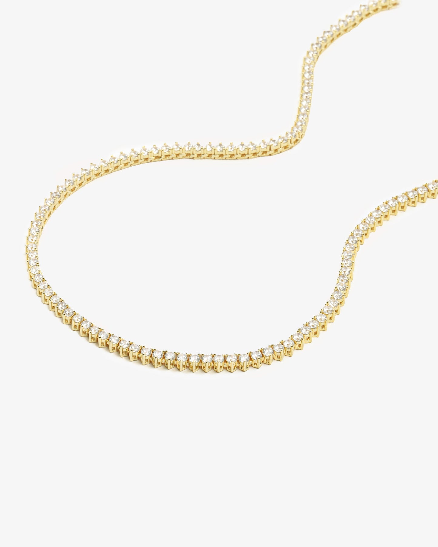 Not Your Basic Tennis Necklace - Gold|White Diamondettes