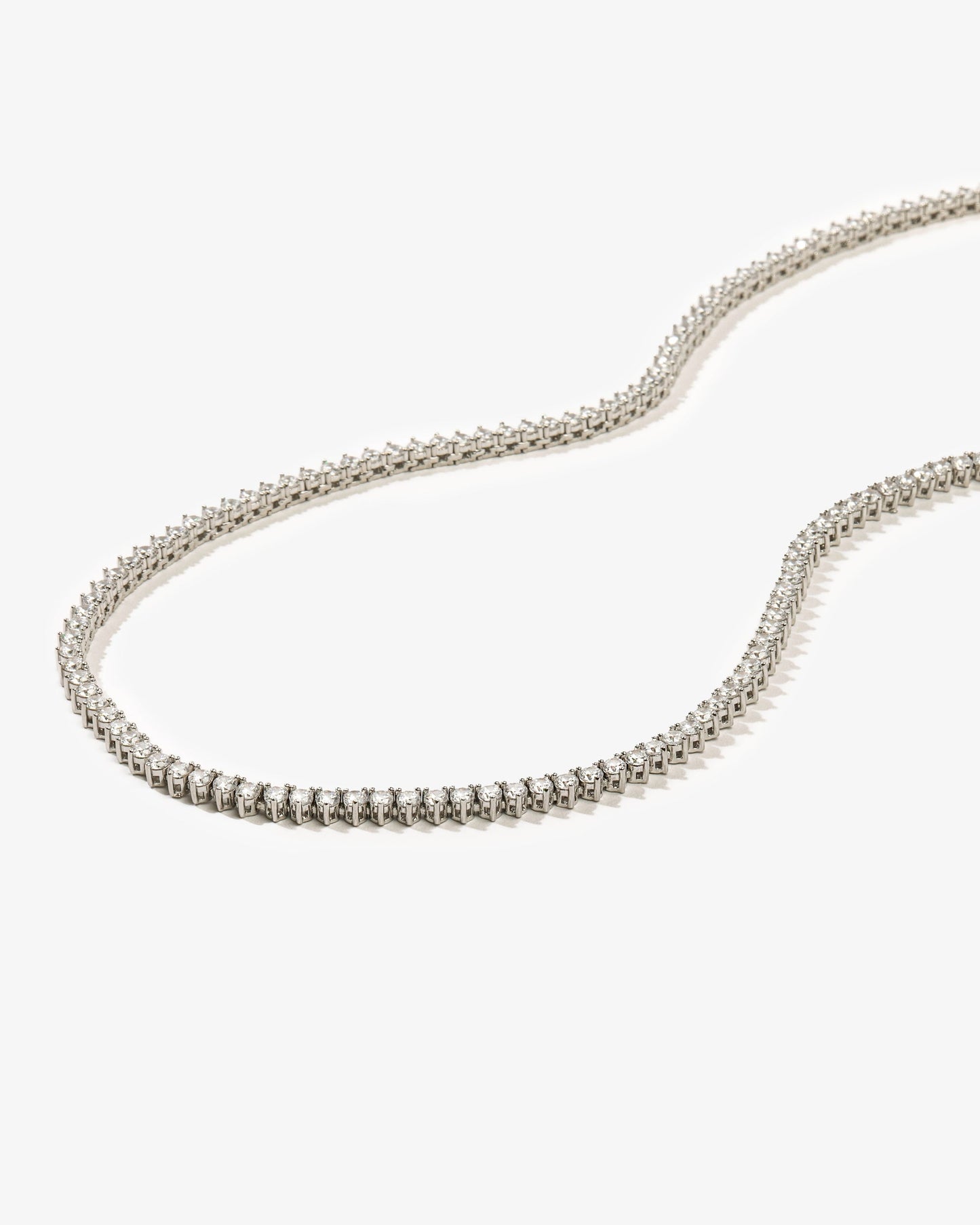 Not Your Basic Tennis Necklace - Silver|White Diamondettes