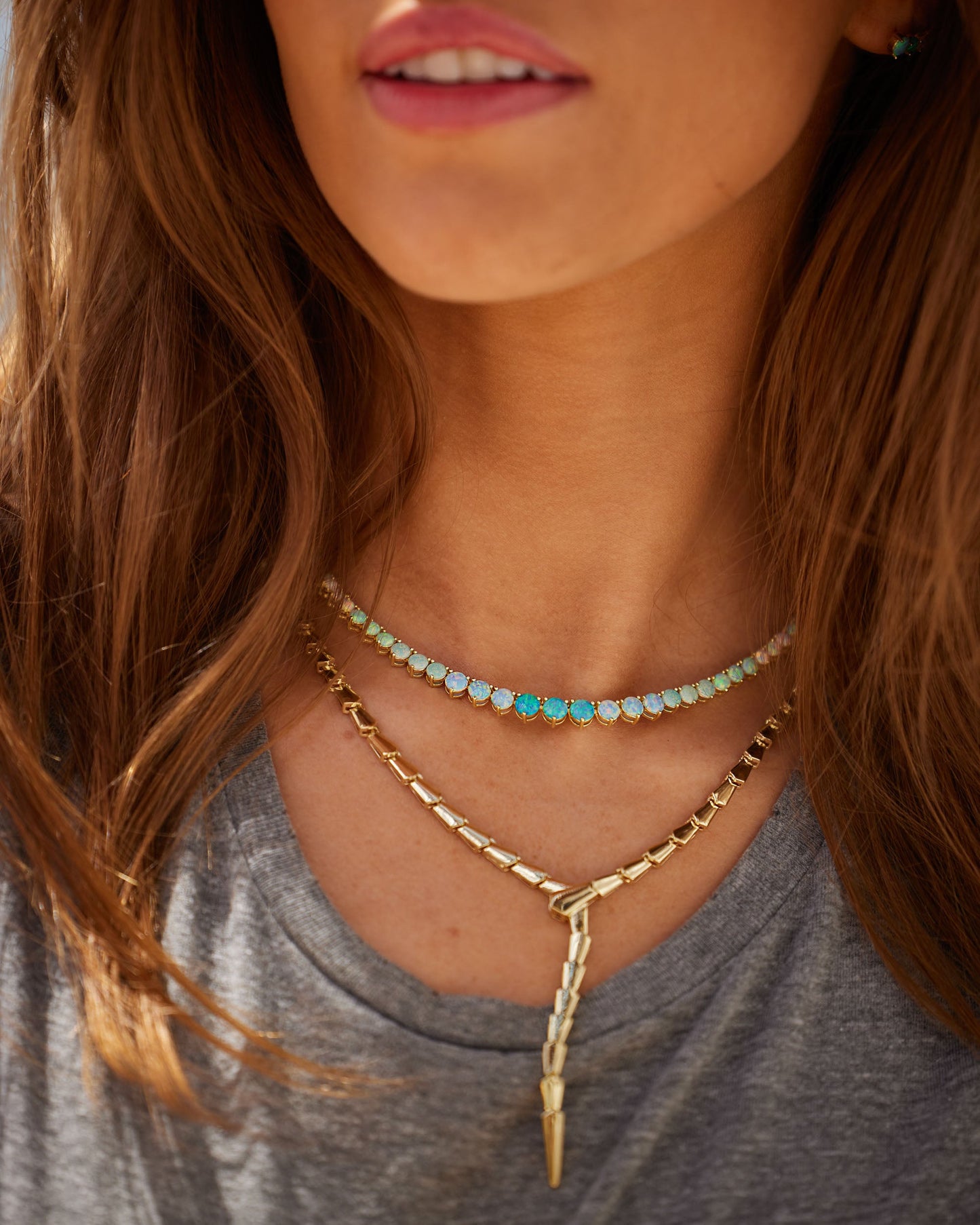 Not Your Basic Graduated Ombré Samantha Tennis Necklace - Silver|Blue Opal Ombré
