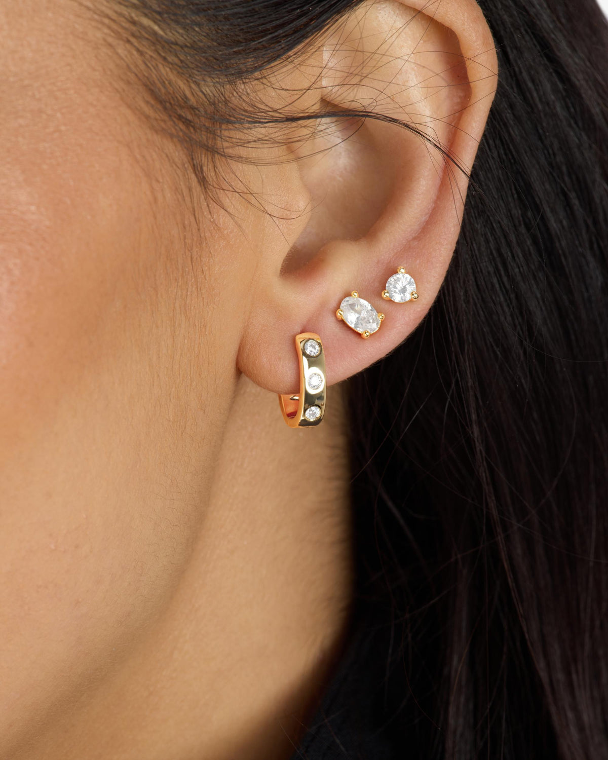 Ashley Chain Convertible Earring - Gold|White Diamondettes