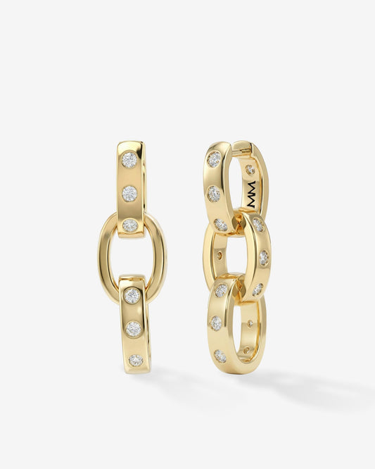 Ashley Chain Convertible Earring - Gold|White Diamondettes