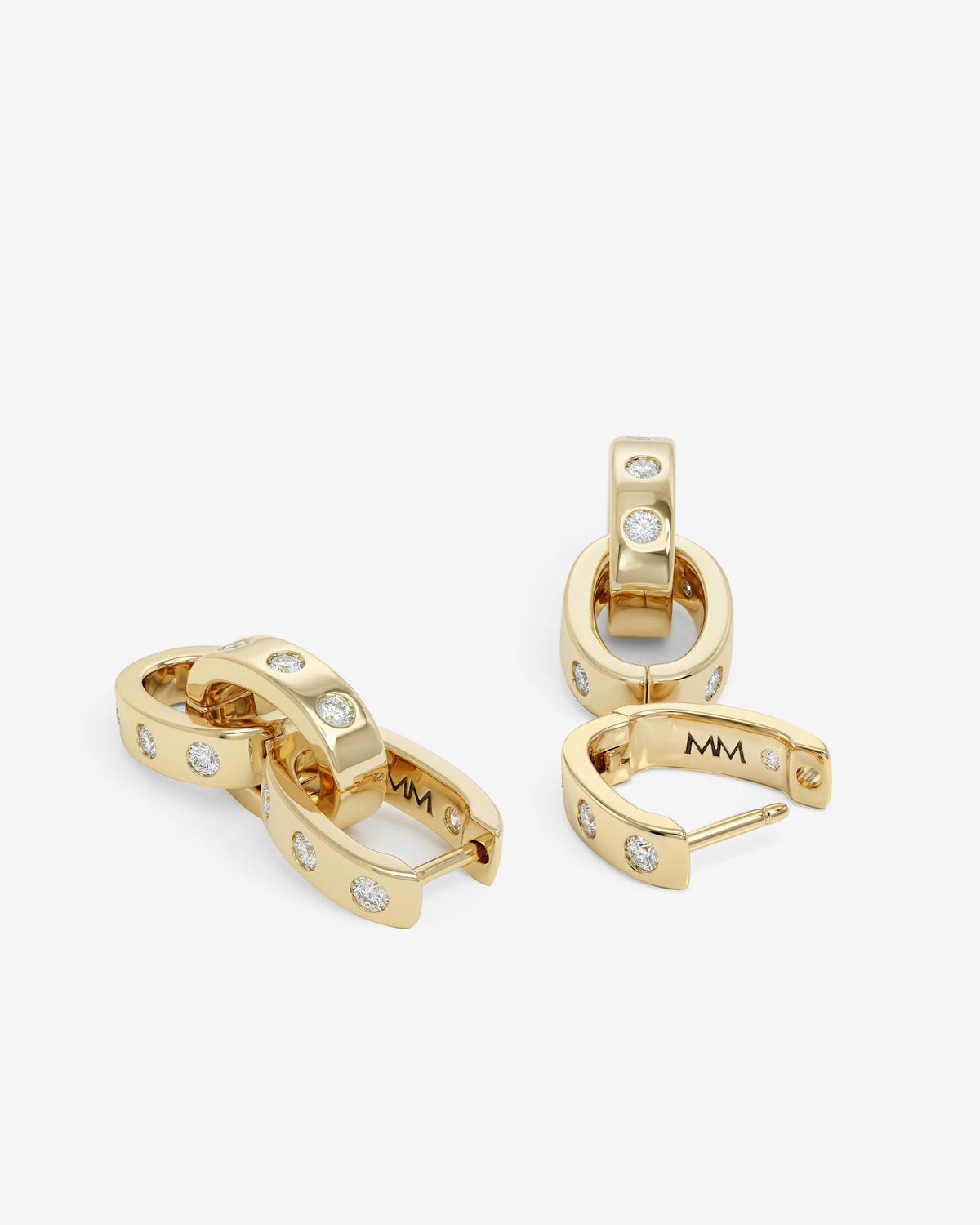 Ashley Chain Convertible Earring - Gold|White Diamondettes