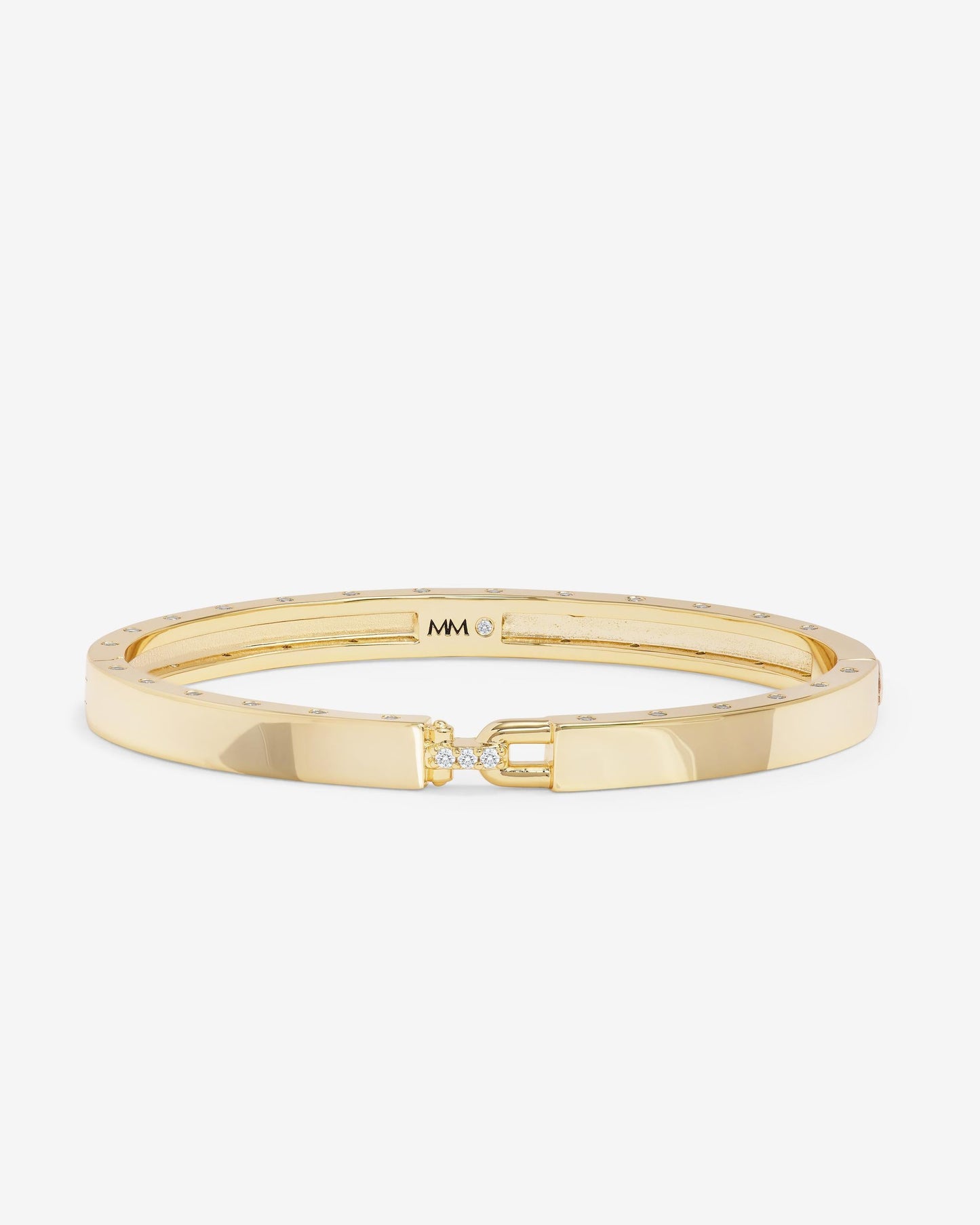 Ashley Lock Cuff 6mm - Gold|White Diamondettes