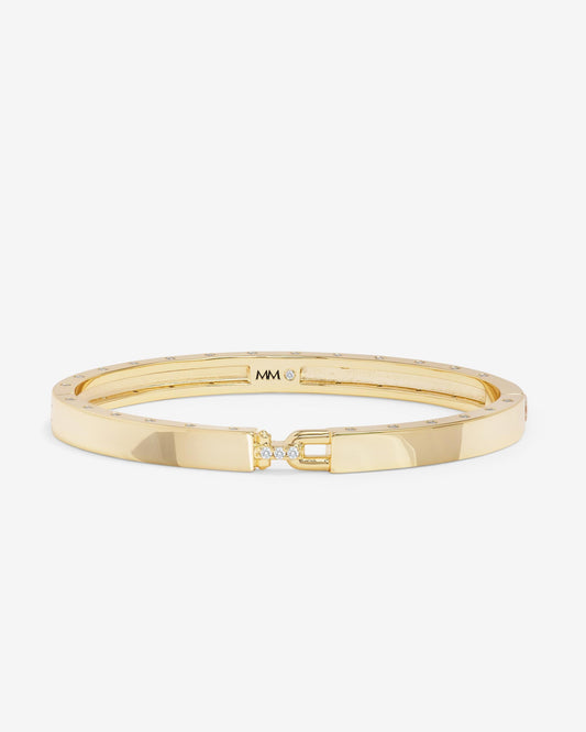 Ashley Lock Cuff 6mm - Gold|White Diamondettes