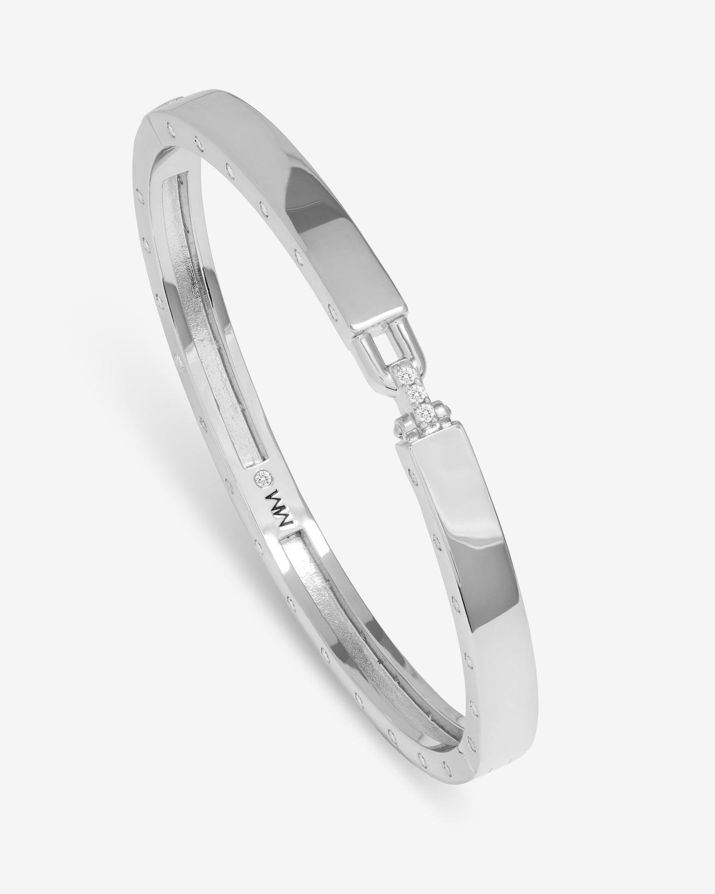 Ashley Lock Cuff 6mm - Silver|White Diamondettes