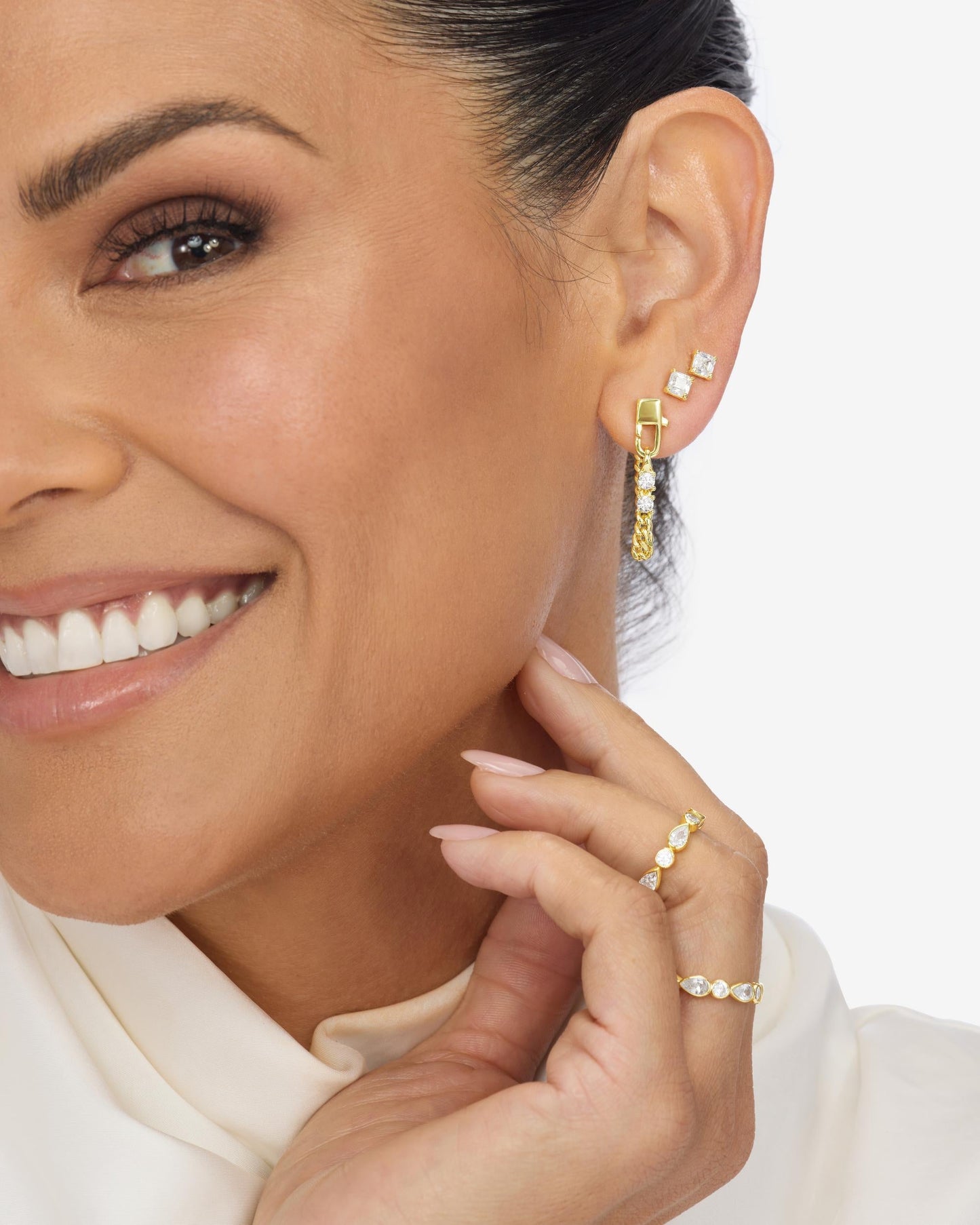 Baby Julian Loves Diamonds Soft Hoops - Gold|White Diamondettes