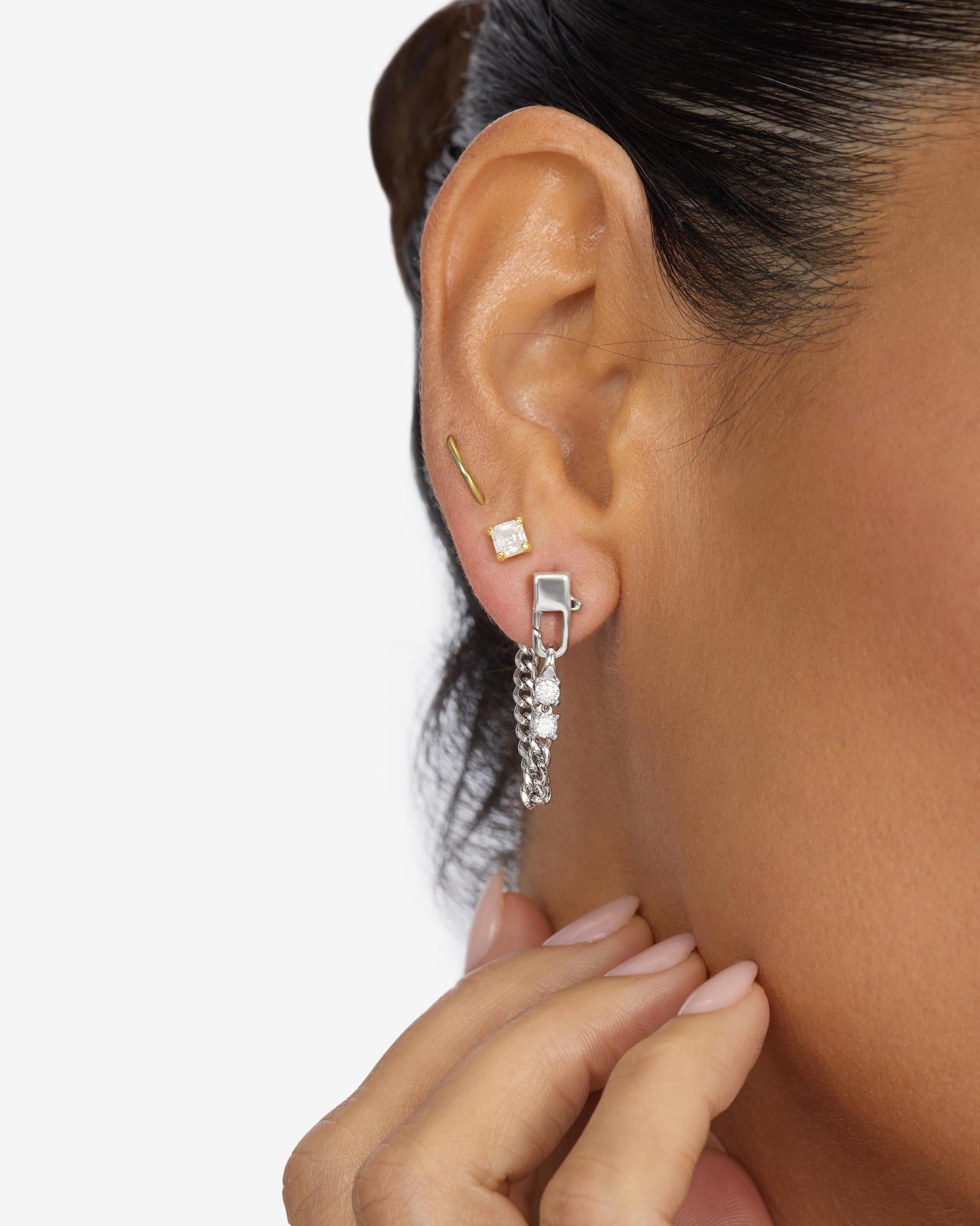 Baby Julian Loves Diamonds Soft Hoops - Silver|White Diamondettes