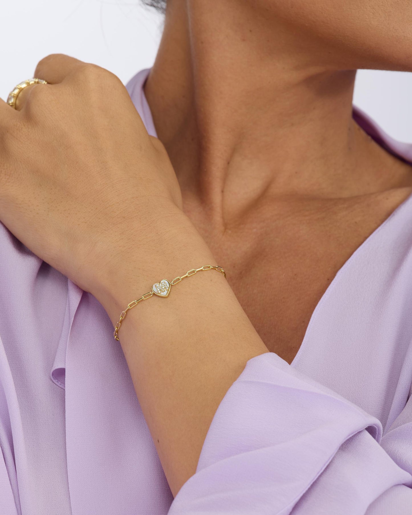 Baby Love Letters Heart Bracelet - Gold|White Diamondettes