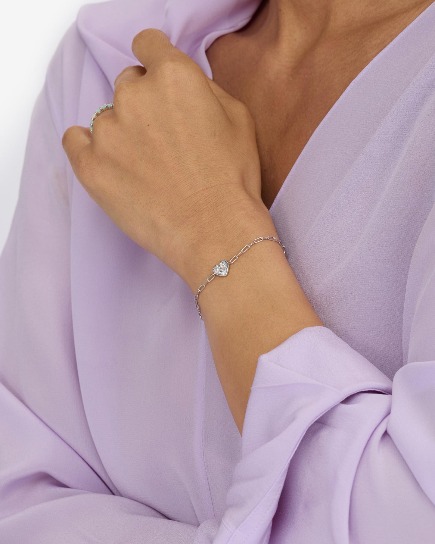 Baby Love Letters Heart Bracelet - Silver|White Diamondettes