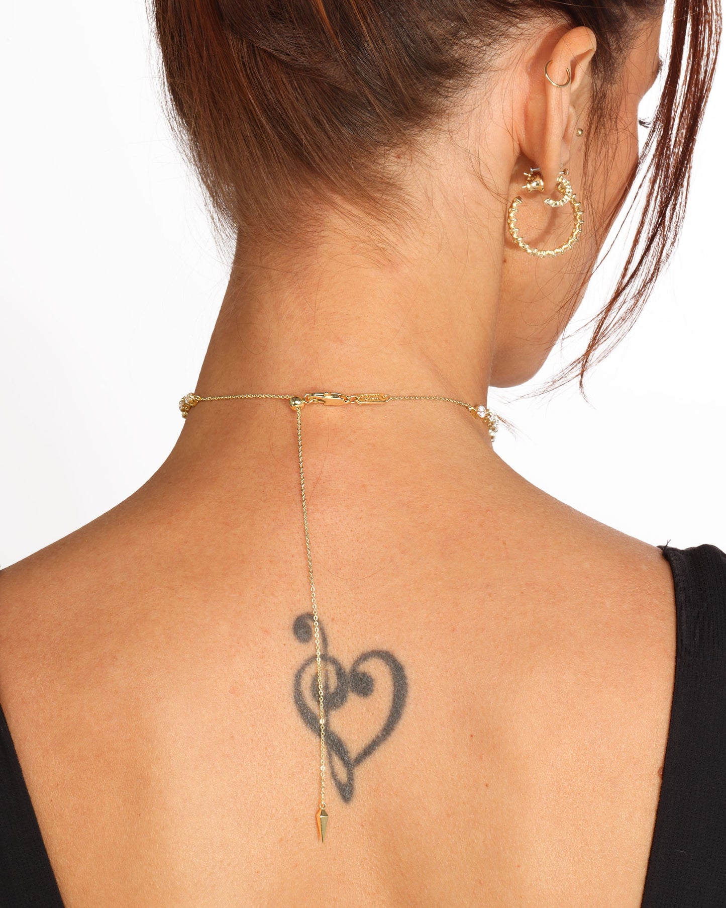 Not Your Basic Tennis Choker - Gold|White Diamondettes
