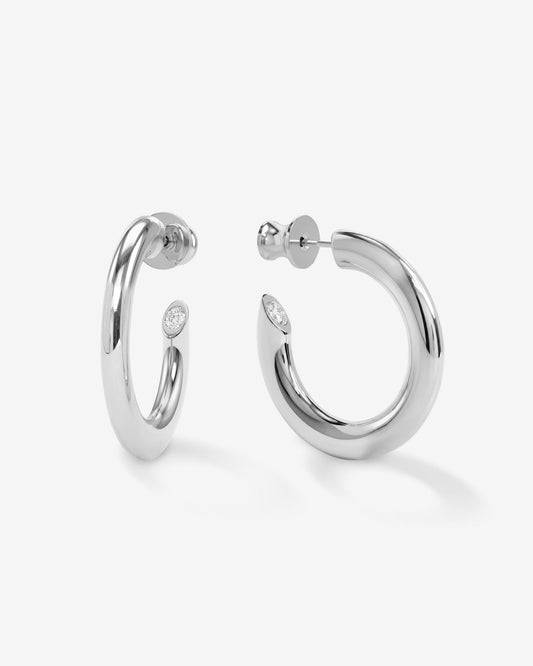 Beacon Hoops 1" - Silver|White Diamondettes