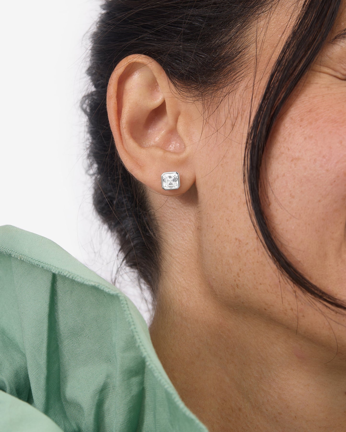 Duchess 8mm Studs - Silver|White Diamondettes