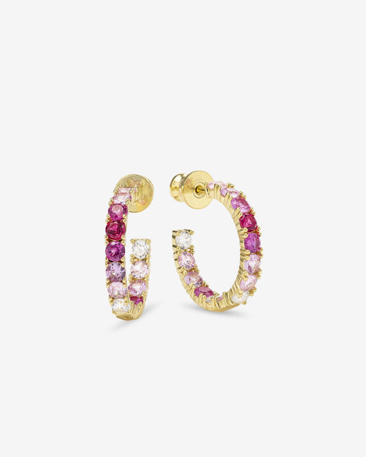 Heiress Ombré Hoops .75" - Silver/ Blue Opal