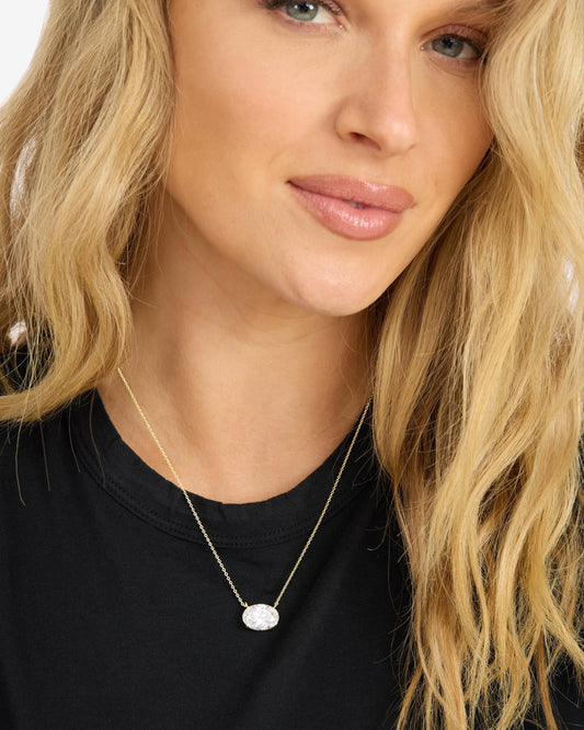 Hello Gorgeous! Necklace - Gold|White Diamondettes