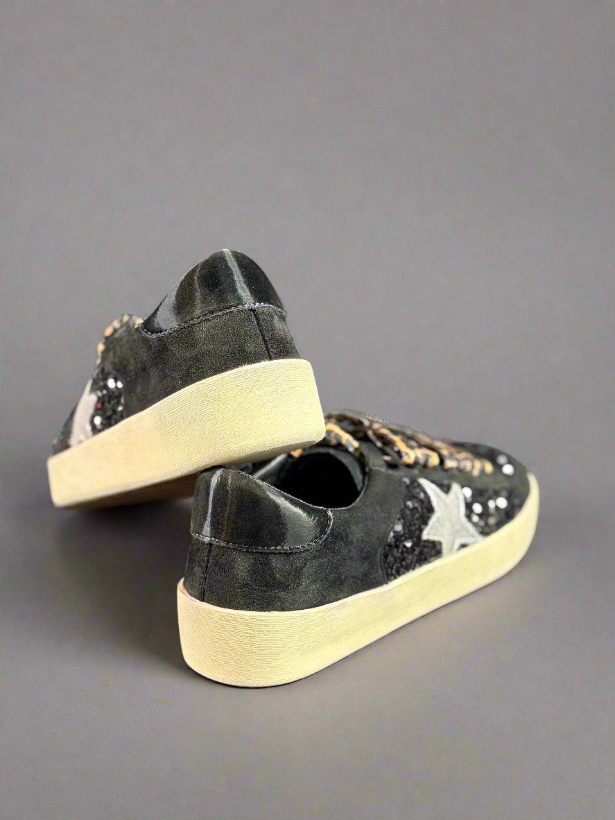 Another Round Blk Sequin Tennies