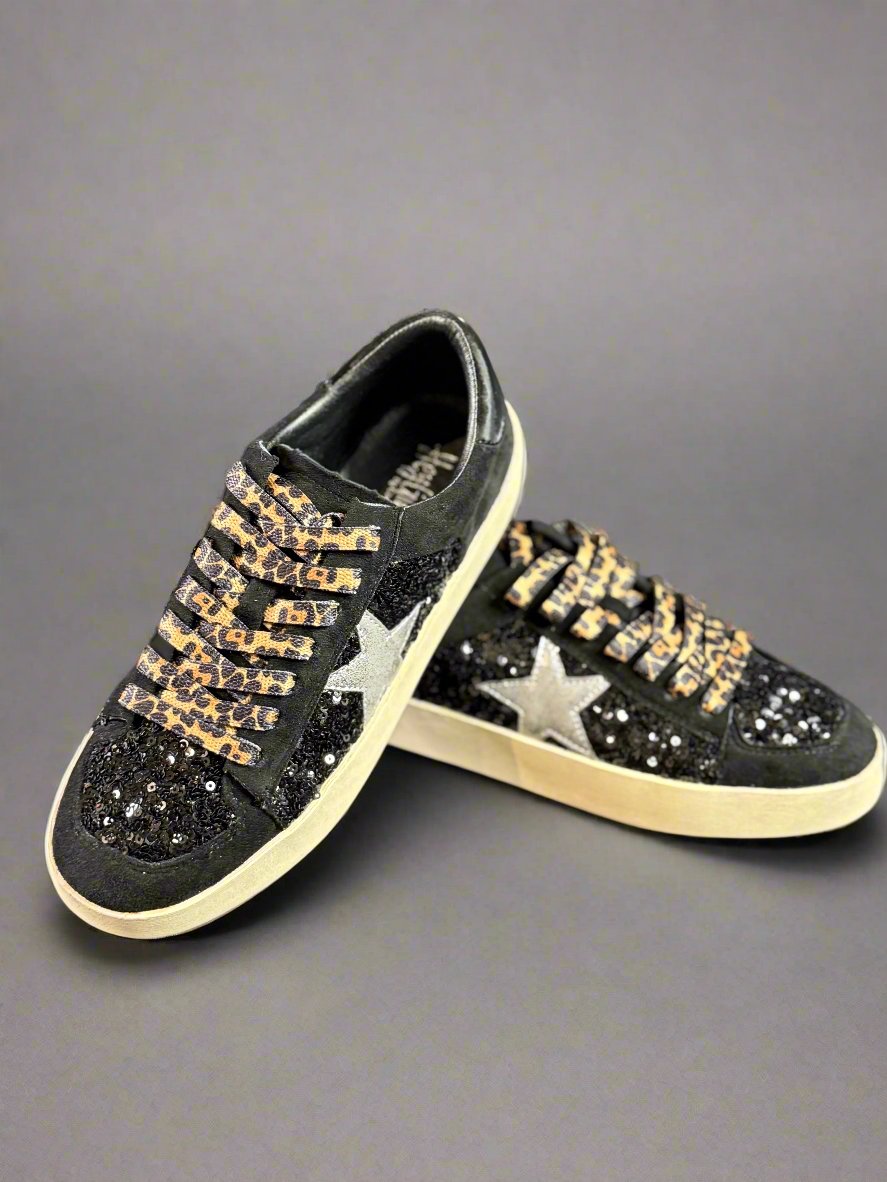 Another Round Blk Sequin Tennies