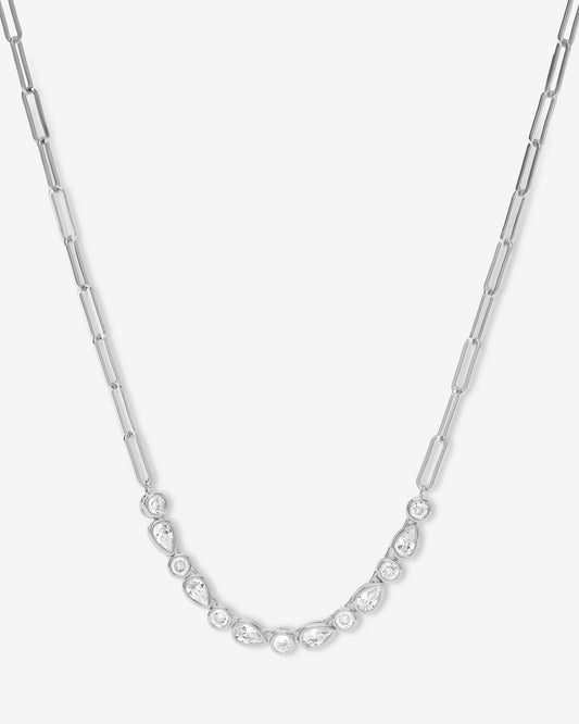 Isla Samantha Tennis Necklace - Silver|White Diamondettes