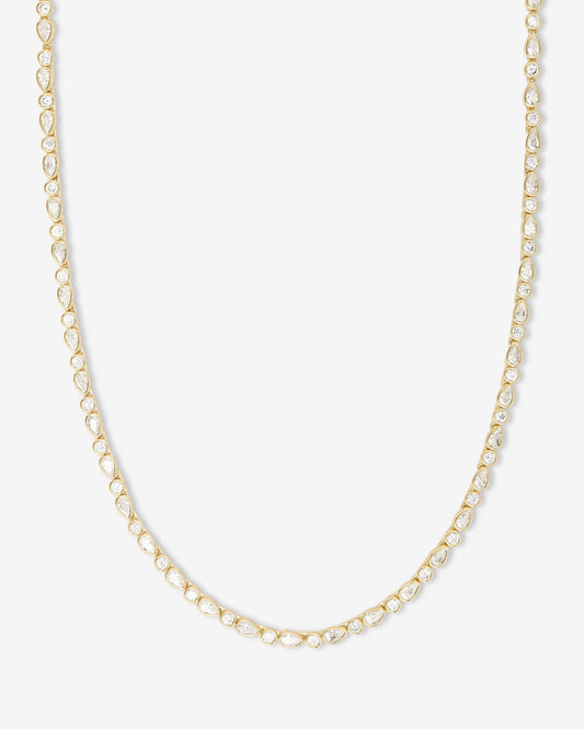 Isla Tennis Necklace - Gold|White Diamondettes