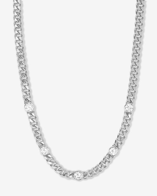 Julian 5 Diamond Necklace - Silver|White Diamondettes
