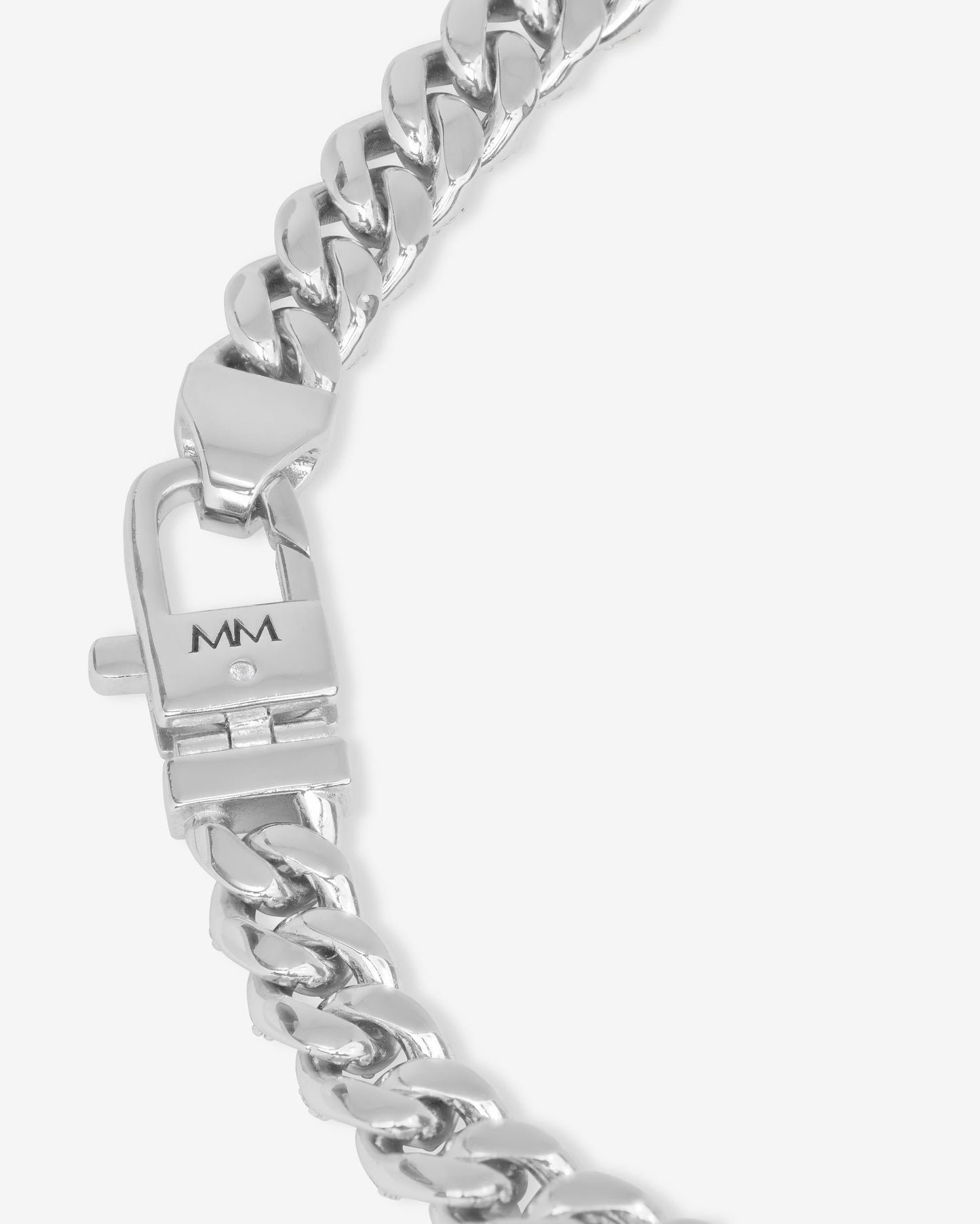 Pavé Julian Cuban Chain Necklace 6.8mm - Silver|White Diamondettes