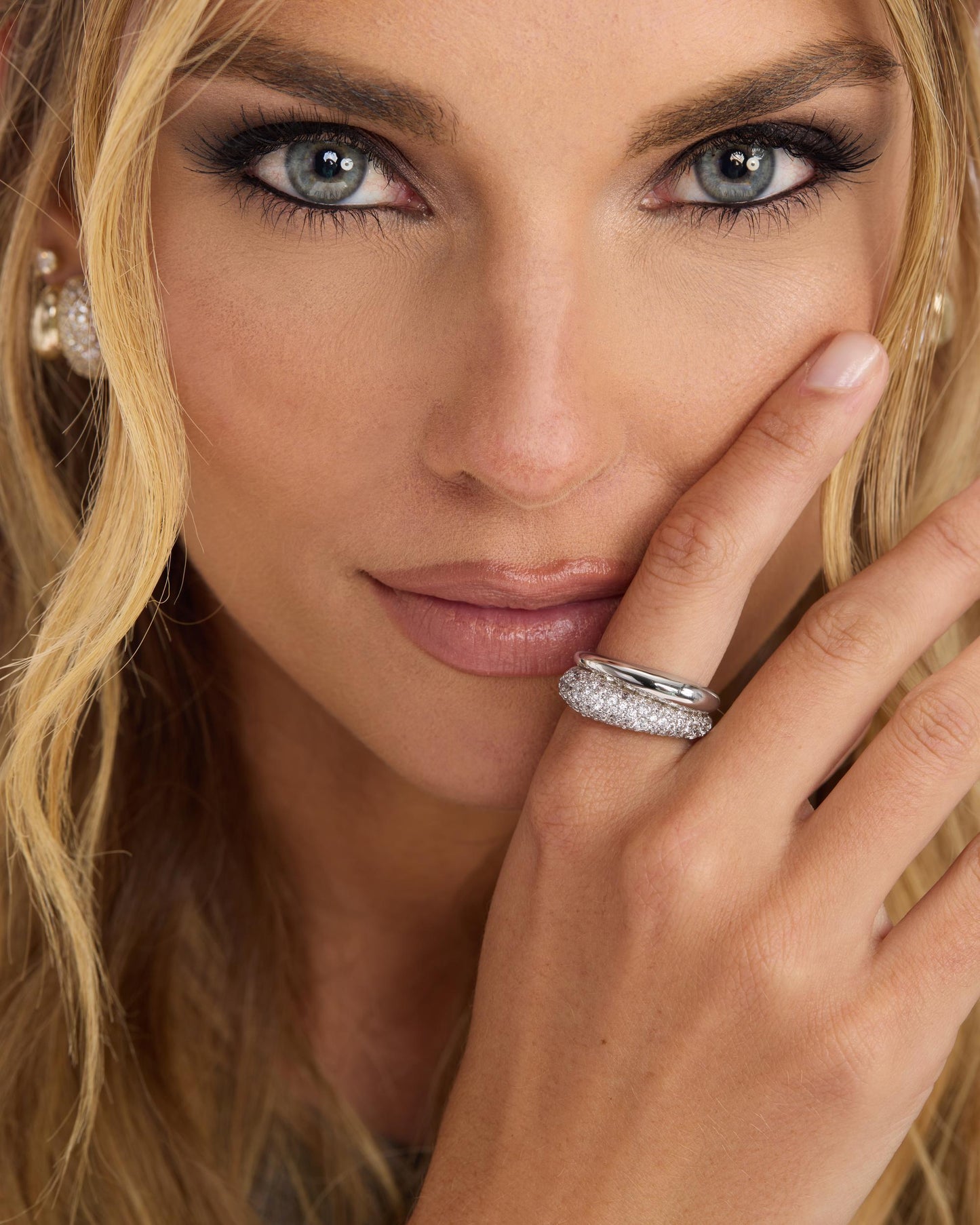 Norah Pavé Double Ring - Silver|White Diamondettes