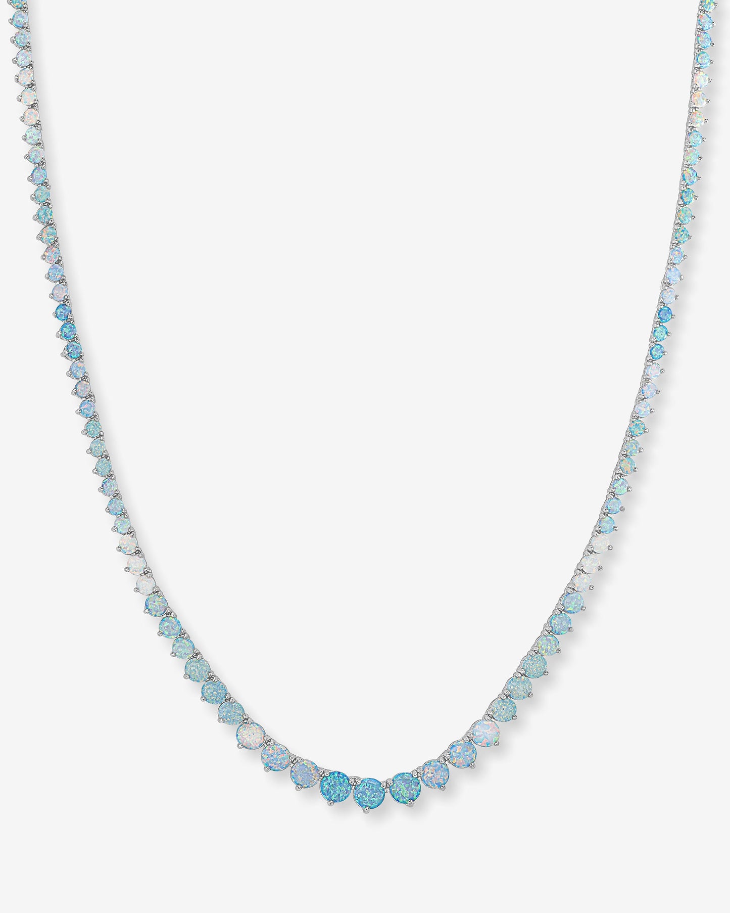 Not Your Basic Graduated Ombré Samantha Tennis Necklace - Silver|Blue Opal Ombré