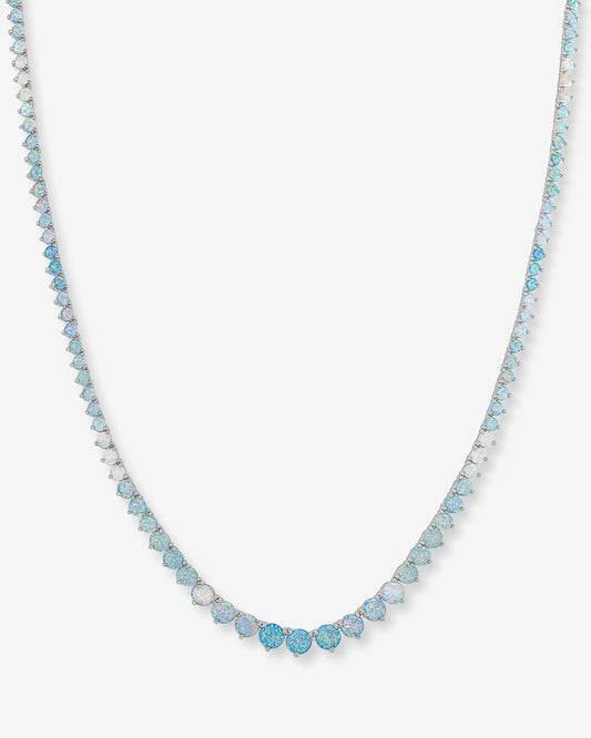 Not Your Basic Graduated Ombré Samantha Tennis Necklace - Silver|Blue Opal Ombré