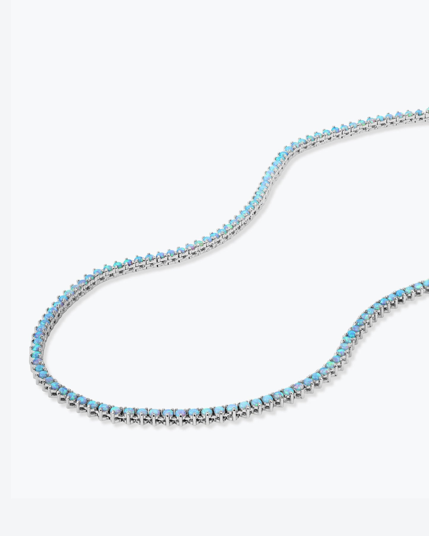 Not Your Basic Tennis Necklace - Silver|Blue Opal