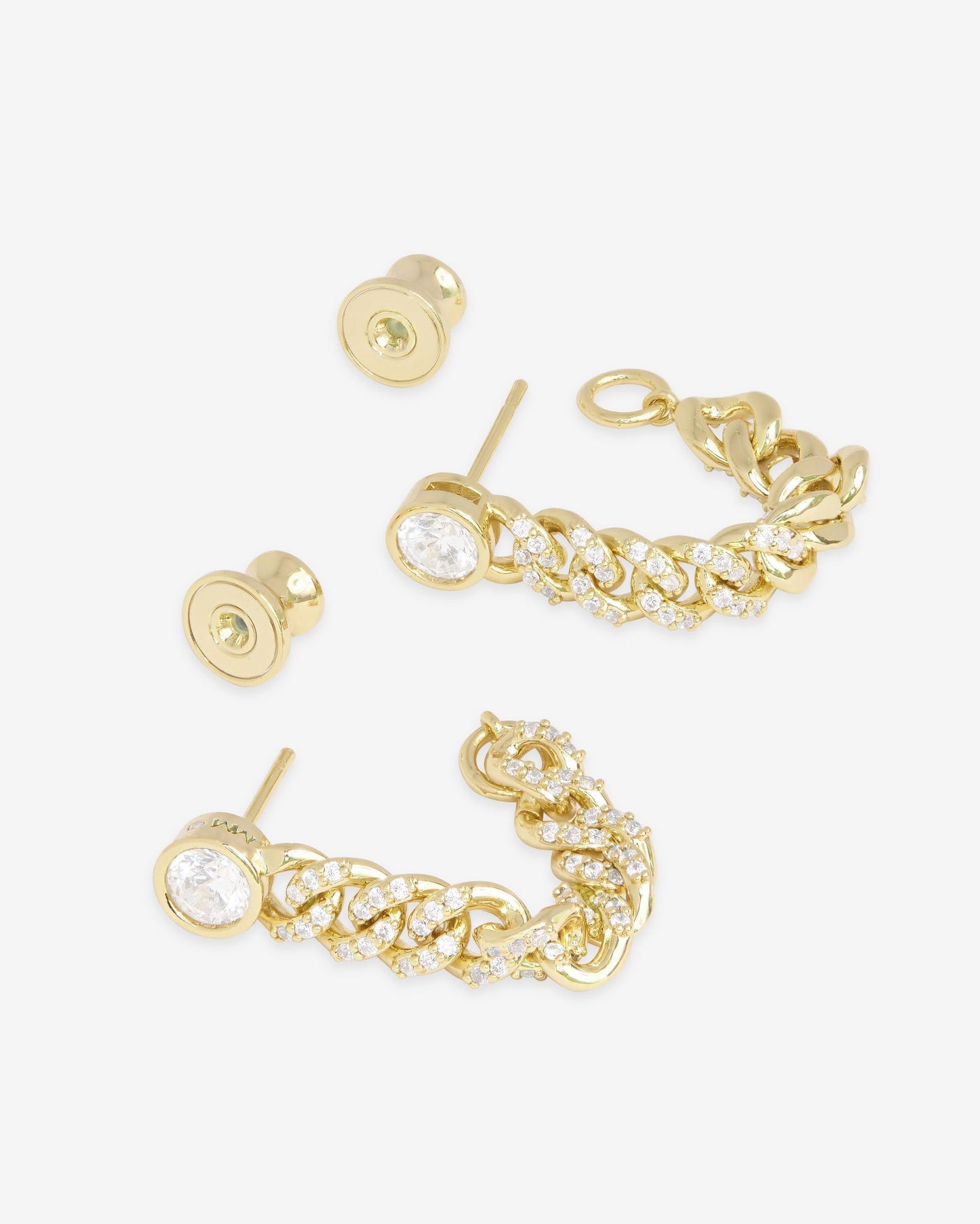 Pavé Julian Soft Chain Hoops - Gold|White Diamondettes