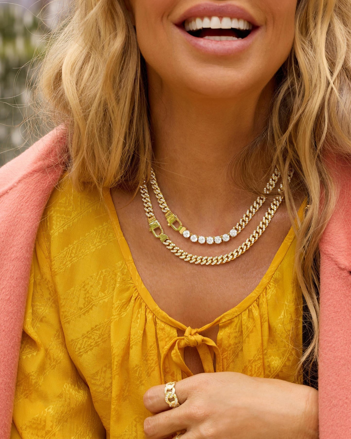 Pavé Julian Cuban Chain Necklace 6.8mm - Silver|White Diamondettes