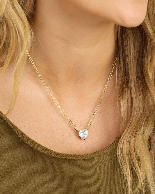 Samantha Loves You More Necklace - Gold|White Diamondettes