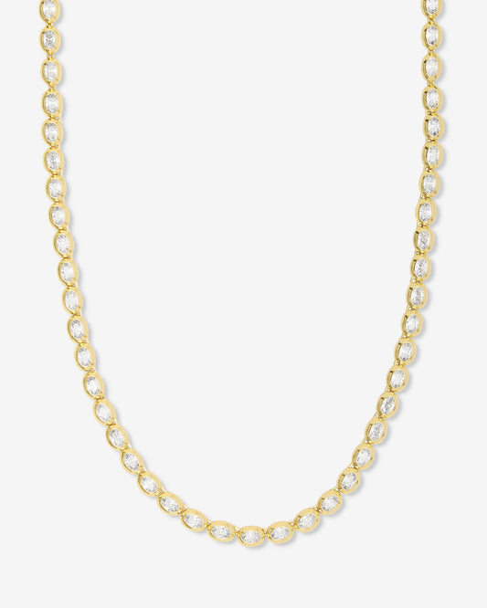 She's a Boss Tennis Necklace - Gold|White Diamondettes