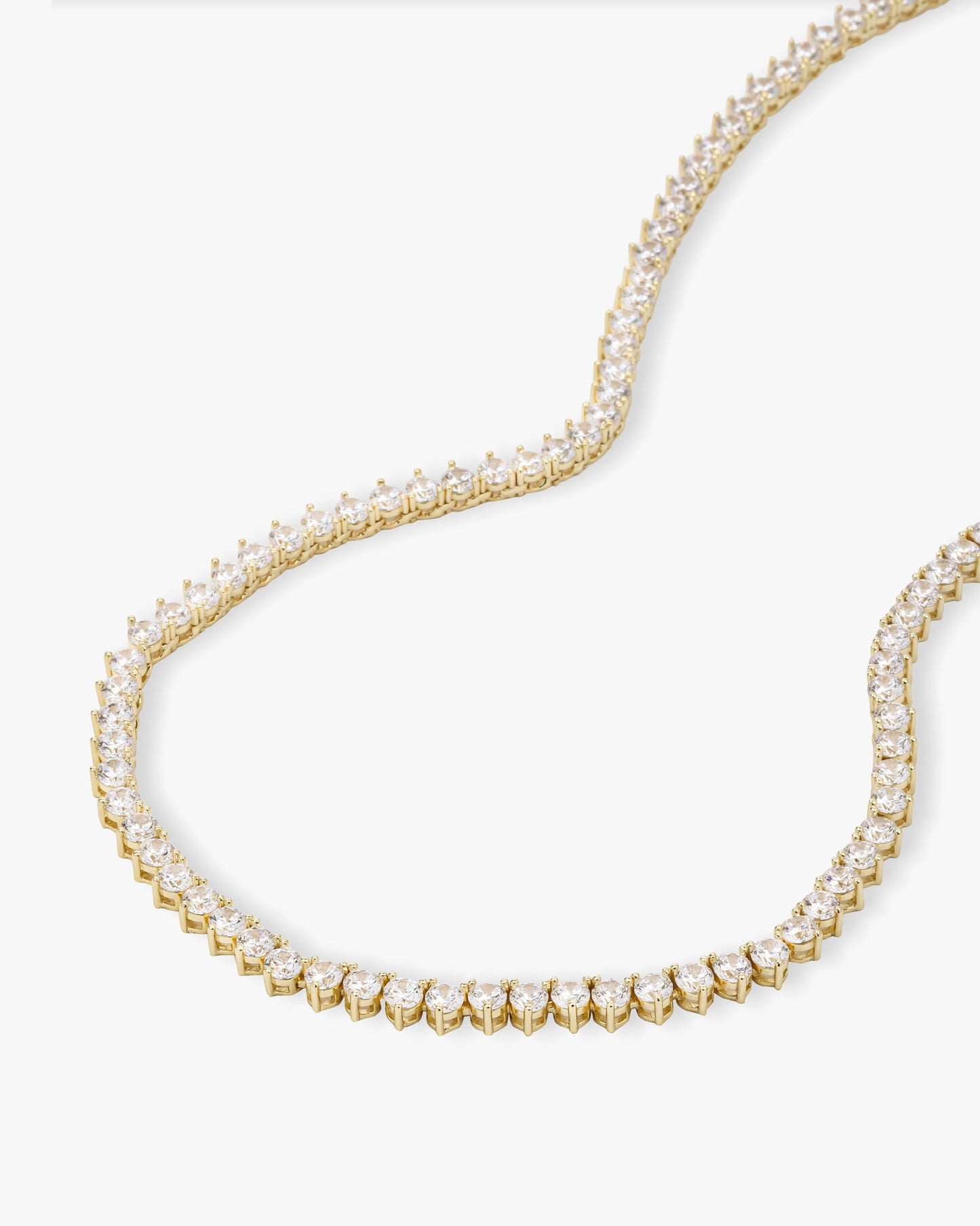 Mama Not Your Basic Tennis Necklace - Gold|White Diamondettes