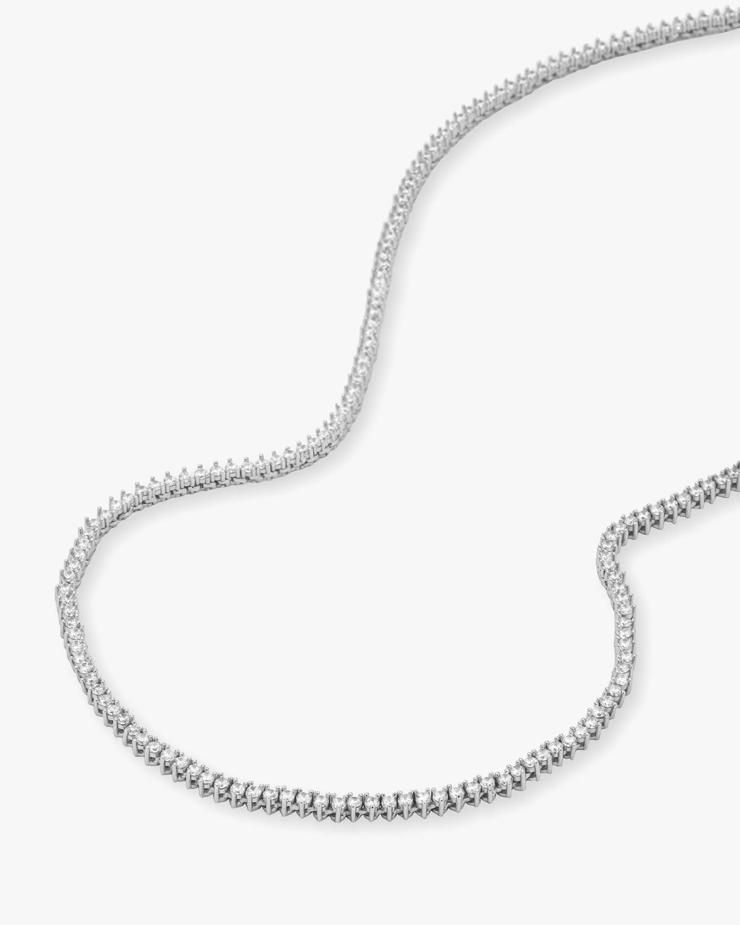 Baby Not Your Basic Tennis Necklace - Silver|White Diamondettes