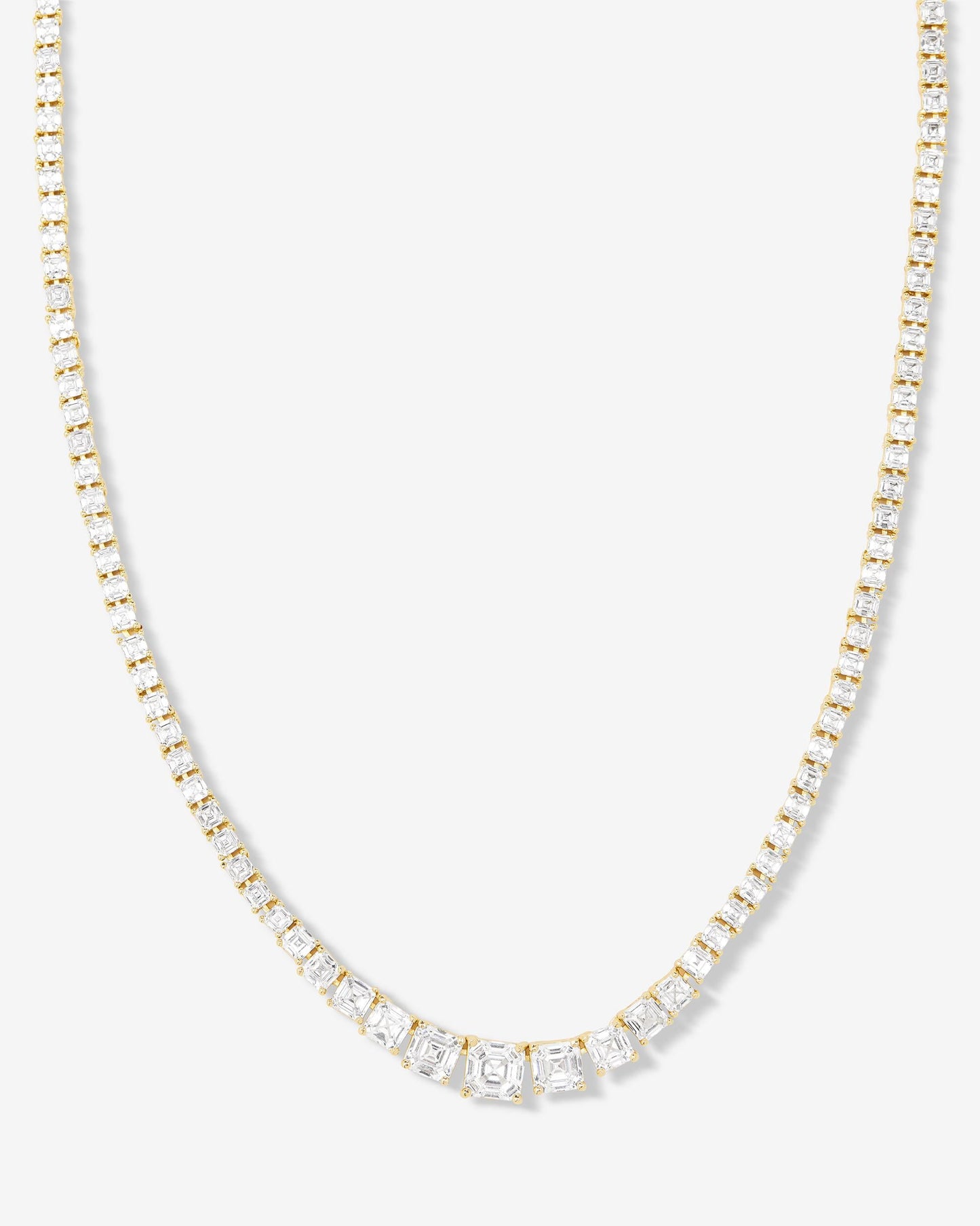 The Queen's Graduated Tennis Necklace-GOLD  and Diamondettes
