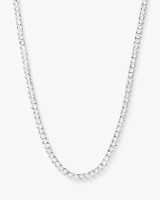 Not Your Basic Tennis Necklace - Silver|White Diamondettes