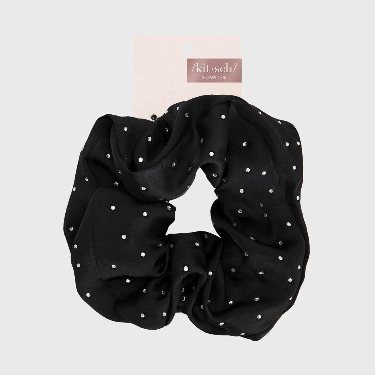Satin Rhinestone Brunch Scrunchie - Black by