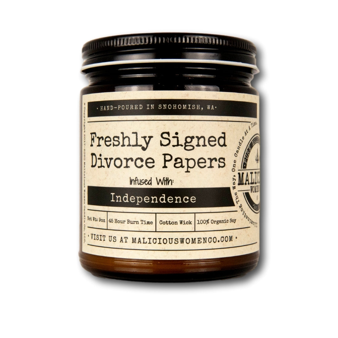 Freshly Signed Divorce Papers - Infused with "Independence" Scent: Bonfire